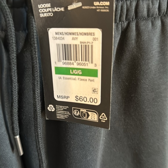 Under Armor Sweat Pants. With tags. Has hole in leg - Picture 2 of 3